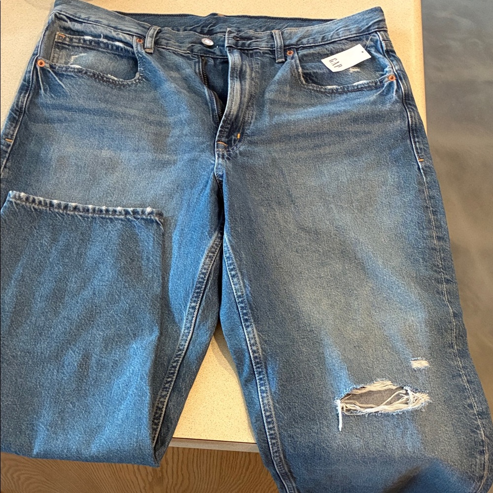 GAP Relaxed Fit Blue Distressed Women's Jeans